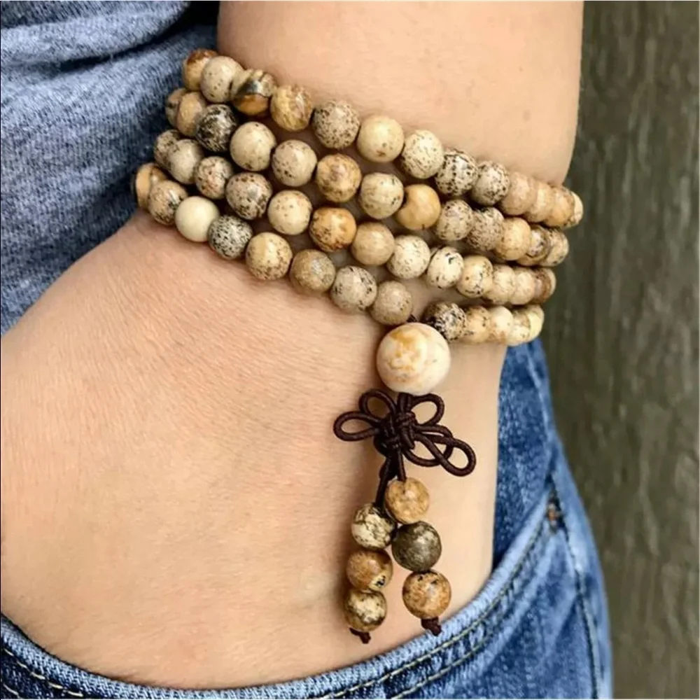 Picture jasper gemstone Mala necklace/bracelet - Picture 3 of 3